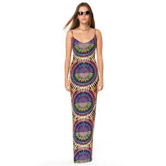MARA HOFFMAN Lace Up Back Maxi Dress Supernova Red Print Size XS Colorful Beach - Picture 7 of 7